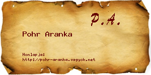 Pohr Aranka névjegykártya
